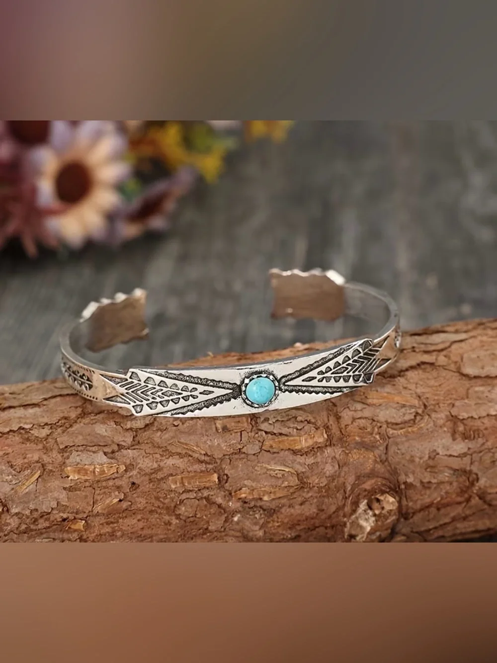 Western Bracelet Silver Turquoise Cuff Bracelet - Blue Stone